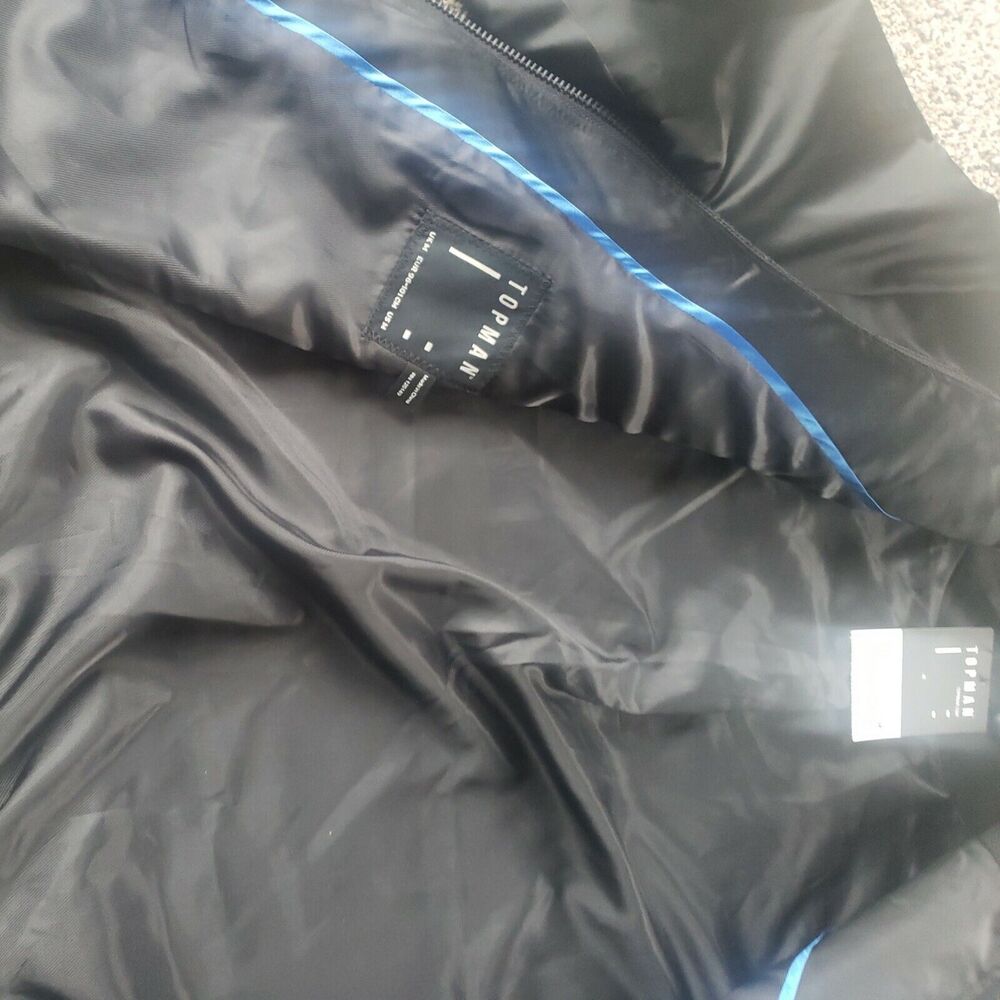 TOPMAN JACKET Medium Black Blue Abstract Bomber Jacket Coat - Picture 6 of 9